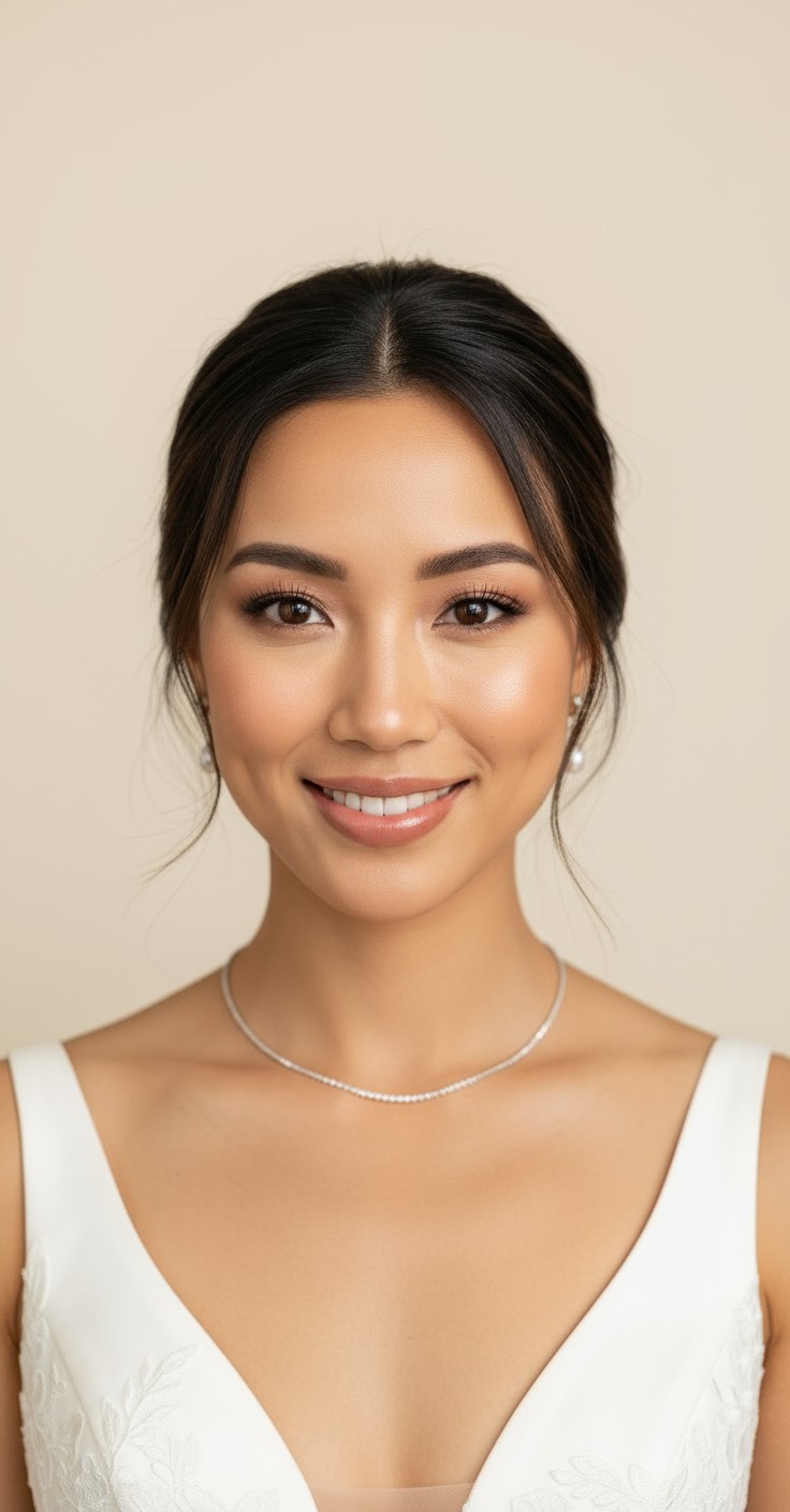 After Loose Messy Bun Wedding